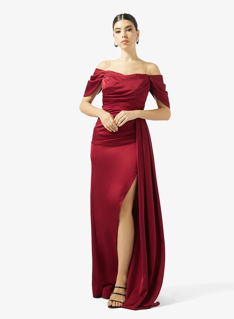 Akadia Fashion RAPED SIDE TAIL SATIN DRESS